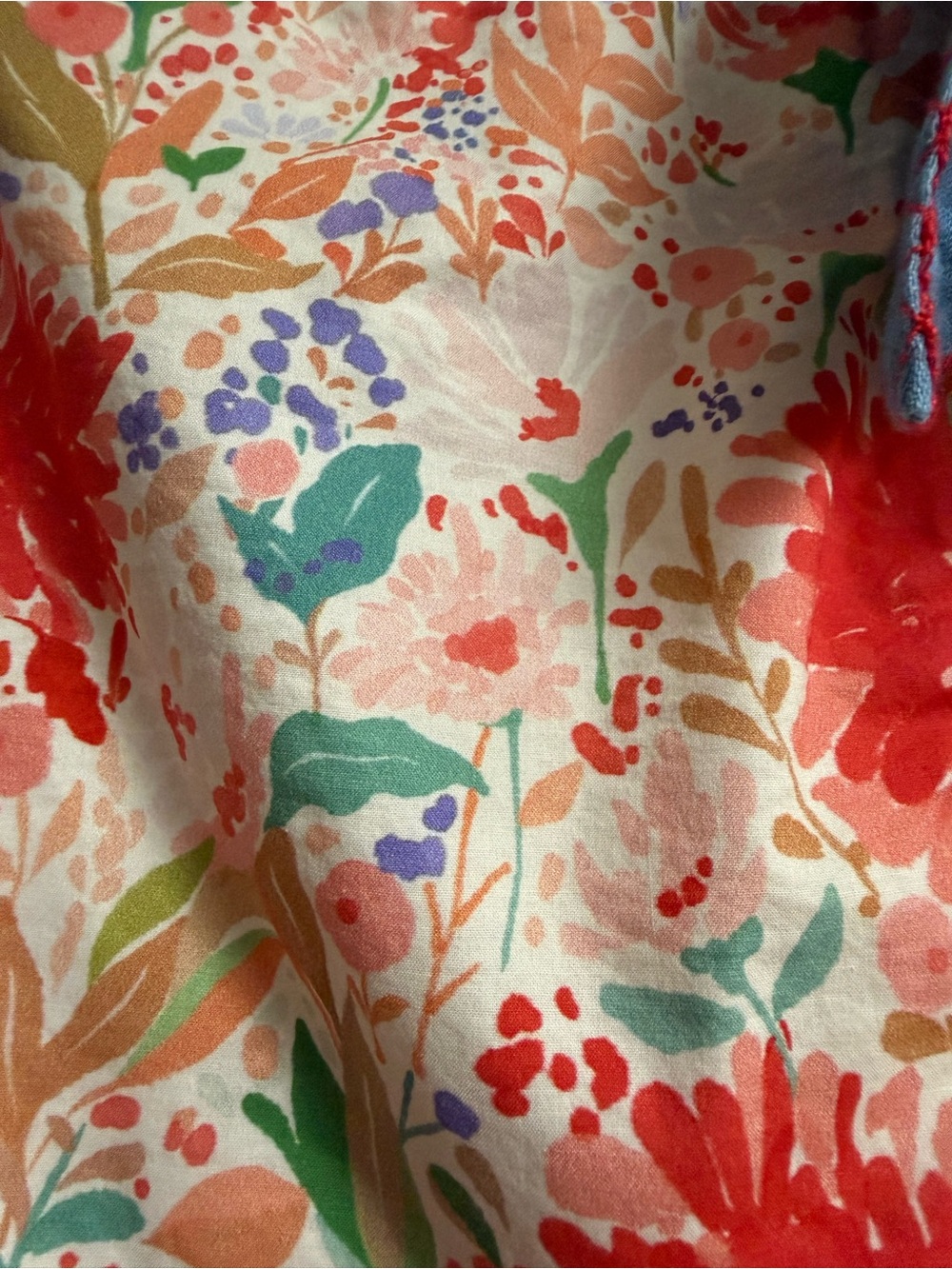 entro Floral Tie-Shoulder Sundress in Red, Blue, Green on Cream - Picture 3 of 3